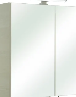 Saphir Spiegelschrank »Quickset Badezimmer-Spiegelschrank inkl LED-Aufsatzleuchte« 60 cm breit, inkl. Türdämpfer, 2 Spiegeltüren, mit Steckdose