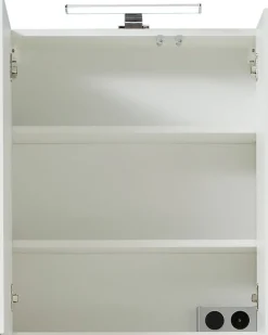 Saphir Spiegelschrank »Quickset Badezimmer-Spiegelschrank inkl LED-Aufsatzleuchte« 60 cm breit, inkl. Türdämpfer, 2 Spiegeltüren, mit Steckdose