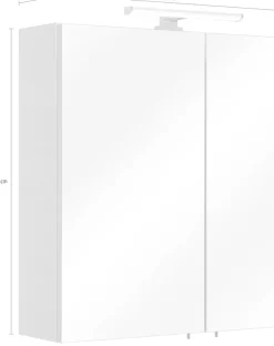 Saphir Spiegelschrank »Quickset Badezimmer-Spiegelschrank inkl LED-Aufsatzleuchte« 60 cm breit, inkl. Türdämpfer, 2 Spiegeltüren, mit Steckdose