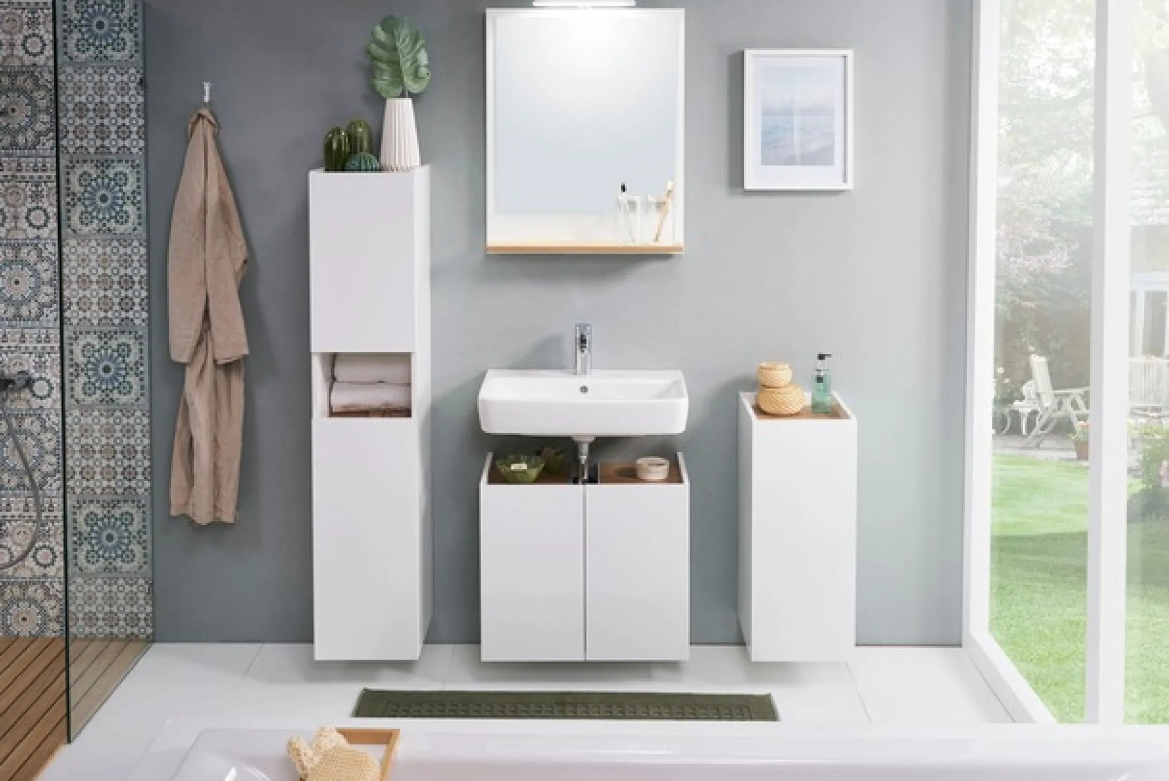 Saphir Unterschrank »Quickset 947 Badschrank mit 1 Tür, 1 Einlegeboden, 30 cm breit« Badezimmer-Unterschrank inkl. Türdämpfer, Weiß Glanz, grifflos