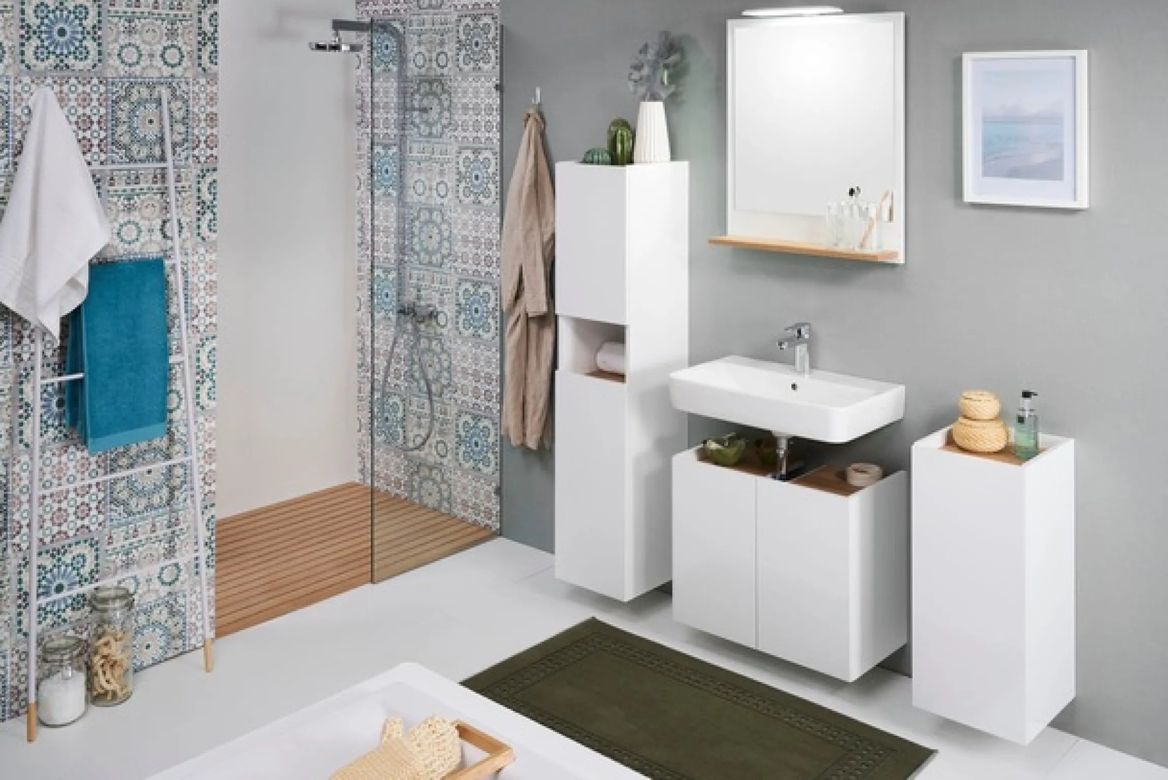 Saphir Unterschrank »Quickset 947 Badschrank mit 1 Tür, 1 Einlegeboden, 30 cm breit« Badezimmer-Unterschrank inkl. Türdämpfer, Weiß Glanz, grifflos