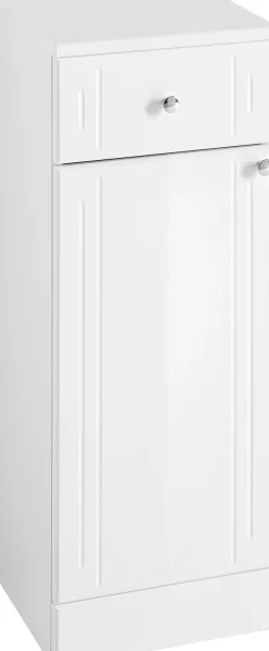 Saphir Unterschrank »Quickset 955 Badschrank mit 1 Tür, 1 Schublade, 32,5 cm breit« Badezimmer-Unterschrank in Weiß Hochglanz, Griffe Chrom Glanz