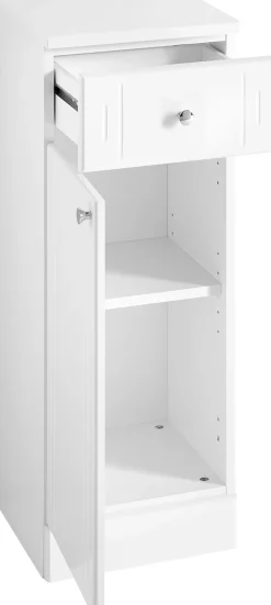 Saphir Unterschrank »Quickset 955 Badschrank mit 1 Tür, 1 Schublade, 32,5 cm breit« Badezimmer-Unterschrank in Weiß Hochglanz, Griffe Chrom Glanz