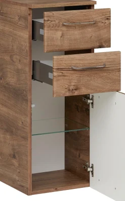 Saphir Unterschrank »Quickset Badschrank mit 1 Tür und 2 Schubladen, 35 cm breit« Badezimmer-Unterschrank inkl. Türdämpfer, Griffe in Chrom Glanz