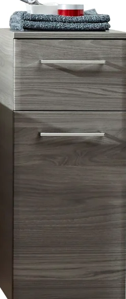 Saphir Unterschrank »Quickset 916 Badschrank mit 1 Tür, 1 Schublade, Griffe Chrom Glanz« Badezimmer-Unterschrank 30 cm breit in Sangallo Grau quer Nachbildung