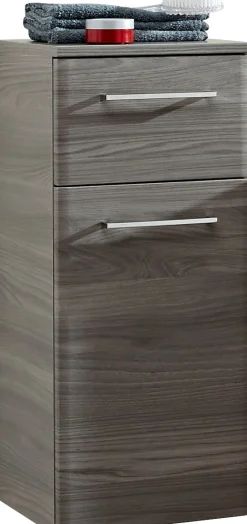 Saphir Unterschrank »Quickset 916 Badschrank mit 1 Tür, 1 Schublade, Griffe Chrom Glanz« Badezimmer-Unterschrank 30 cm breit in Sangallo Grau quer Nachbildung