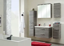 Saphir Unterschrank »Quickset 916 Badschrank mit 1 Tür, 1 Schublade, Griffe Chrom Glanz« Badezimmer-Unterschrank 30 cm breit in Sangallo Grau quer Nachbildung