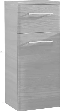 Saphir Unterschrank »Quickset 916 Badschrank mit 1 Tür, 1 Schublade, Griffe Chrom Glanz« Badezimmer-Unterschrank 30 cm breit in Sangallo Grau quer Nachbildung