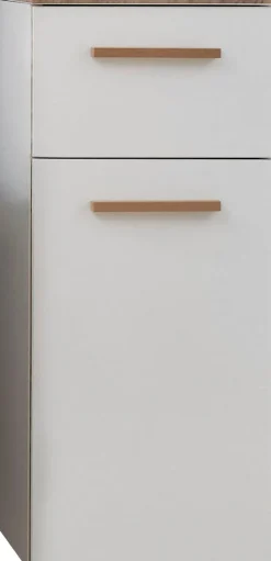 Saphir Unterschrank »Quickset 931 Badschrank in Weiß Glanz, 1 Tür, 1 Schublade, 30 cm breit« Badezimmer-Unterschrank inkl. Türdämpfer, Holzgriff Eiche
