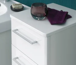 Saphir Unterschrank »Quickset 316 Badschrank 1 Tür, 1 Schublade, 30cm breit, Weiß Hochglanz« Badezimmer-Unterschrank inkl. Türdämpfer, Griffe in Chrom Glanz