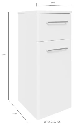 Saphir Unterschrank »Quickset 316 Badschrank 1 Tür, 1 Schublade, 30cm breit, Weiß Hochglanz« Badezimmer-Unterschrank inkl. Türdämpfer, Griffe in Chrom Glanz