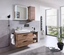 Saphir Unterschrank »Quickset 374 Badschrank mit 2 offenen Fächern, Unterschrankregal« Badezimmer-Regal, Eiche Ribbeck quer Nachbildung, 30 cm breit