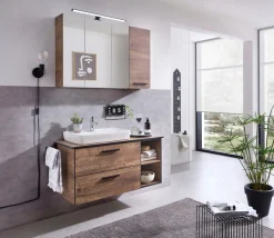 Saphir Unterschrank »Quickset 374 Badschrank mit 2 offenen Fächern, Unterschrankregal« Badezimmer-Regal, Eiche Ribbeck quer Nachbildung, 30 cm breit