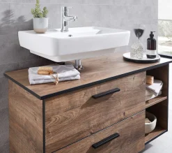 Saphir Unterschrank »Quickset 374 Badschrank mit 2 offenen Fächern, Unterschrankregal« Badezimmer-Regal, Eiche Ribbeck quer Nachbildung, 30 cm breit