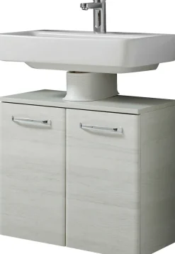 Saphir Waschbeckenunterschrank »Quickset Unterbeckenschrank mit 2 Türen, Siphonausschnitt, 60 cm breit« Waschbeckenschrank inkl. Türdämpfer, Griffe in Chrom Glanz