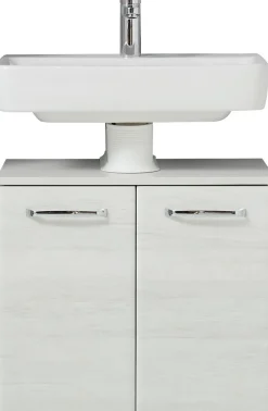 Saphir Waschbeckenunterschrank »Quickset Unterbeckenschrank mit 2 Türen, Siphonausschnitt, 60 cm breit« Waschbeckenschrank inkl. Türdämpfer, Griffe in Chrom Glanz