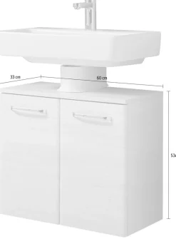 Saphir Waschbeckenunterschrank »Quickset Unterbeckenschrank mit 2 Türen, Siphonausschnitt, 60 cm breit« Waschbeckenschrank inkl. Türdämpfer, Griffe in Chrom Glanz