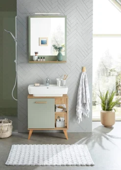 Saphir Waschbeckenunterschrank »Quickset 963 Unterbeckenschrank, Salbei Nachbildung, 1 Tür« Waschbeckenschrank inkl. Türdämpfer, 60,5 cm breit, ohne Waschbecken