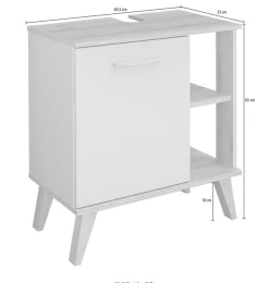 Saphir Waschbeckenunterschrank »Quickset 963 Unterbeckenschrank, Salbei Nachbildung, 1 Tür« Waschbeckenschrank inkl. Türdämpfer, 60,5 cm breit, ohne Waschbecken