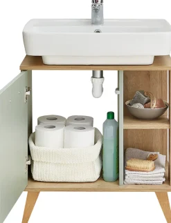 Saphir Waschbeckenunterschrank »Quickset 963 Unterbeckenschrank, Salbei Nachbildung, 1 Tür« Waschbeckenschrank inkl. Türdämpfer, 60,5 cm breit, ohne Waschbecken