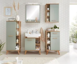 Saphir Waschbeckenunterschrank »Quickset 963 Unterbeckenschrank, Salbei Nachbildung, 1 Tür« Waschbeckenschrank inkl. Türdämpfer, 60,5 cm breit, ohne Waschbecken