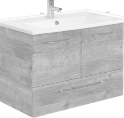 Saphir Waschtisch »Quickset Keramikwaschtisch mit Unterschrank, 75 cm breit, Waschplatz« Griffe in Chrom Glanz, inkl. Türdämpfer, 2 Türen, 1 Schublade