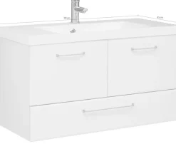 Saphir Waschtisch »Quickset Mineralmarmor-Waschtisch mit Unterschrank, 99 cm breit« Wachplatz, Griffe Chrom Glanz, inkl. Türdämpfer, 2 Türen, 1 Schublade