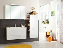 Saphir Waschtisch »Quickset Mineralmarmor-Waschtisch mit Unterschrank, 99 cm breit« Wachplatz, Griffe Chrom Glanz, inkl. Türdämpfer, 2 Türen, 1 Schublade