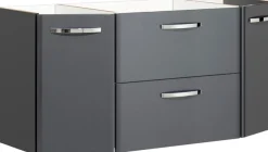 Saphir Waschtisch »Quickset 327 Waschtisch mit Unterschrank, inkl Türdämpfer« Anthrazit Hochglanz, Waschplatz mit 2 Türen, 1 Klappe, 1 Auszug