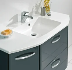 Saphir Waschtisch »Quickset 327 Waschtisch mit Unterschrank, inkl Türdämpfer« Anthrazit Hochglanz, Waschplatz mit 2 Türen, 1 Klappe, 1 Auszug