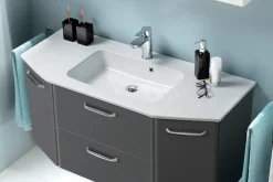 Saphir Waschtisch »Quickset 327 Waschtisch mit Unterschrank, inkl Türdämpfer« Anthrazit Hochglanz, Waschplatz mit 2 Türen, 1 Klappe, 1 Auszug