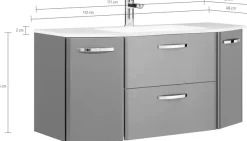 Saphir Waschtisch »Quickset 327 Waschtisch mit Unterschrank, inkl Türdämpfer« Anthrazit Hochglanz, Waschplatz mit 2 Türen, 1 Klappe, 1 Auszug