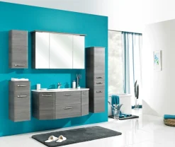 Saphir Waschtisch »Quickset Waschplatz, Mineralmarmor-Waschtisch, 112 cm breit, 2 Türen« Unterschrank mit Waschbecken, inkl. Türdämpfer, Griffe Chrom Glanz