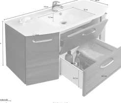 Saphir Waschtisch »Quickset Waschplatz, Mineralmarmor-Waschtisch, 112 cm breit, 2 Türen« Unterschrank mit Waschbecken, inkl. Türdämpfer, Griffe Chrom Glanz