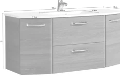 Saphir Waschtisch »Quickset Waschplatz, Mineralmarmor-Waschtisch, 112 cm breit, 2 Türen« Unterschrank mit Waschbecken, inkl. Türdämpfer, Griffe Chrom Glanz
