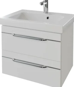 Saphir Waschtisch »Serie Balto Mineralmarmor-Waschtisch mit Unterschrank, 64,4 cm breit« 2 Stk. tlg. Waschplatz mit 2 Schubladen, Badschrank in verschiedenen Ausführungen