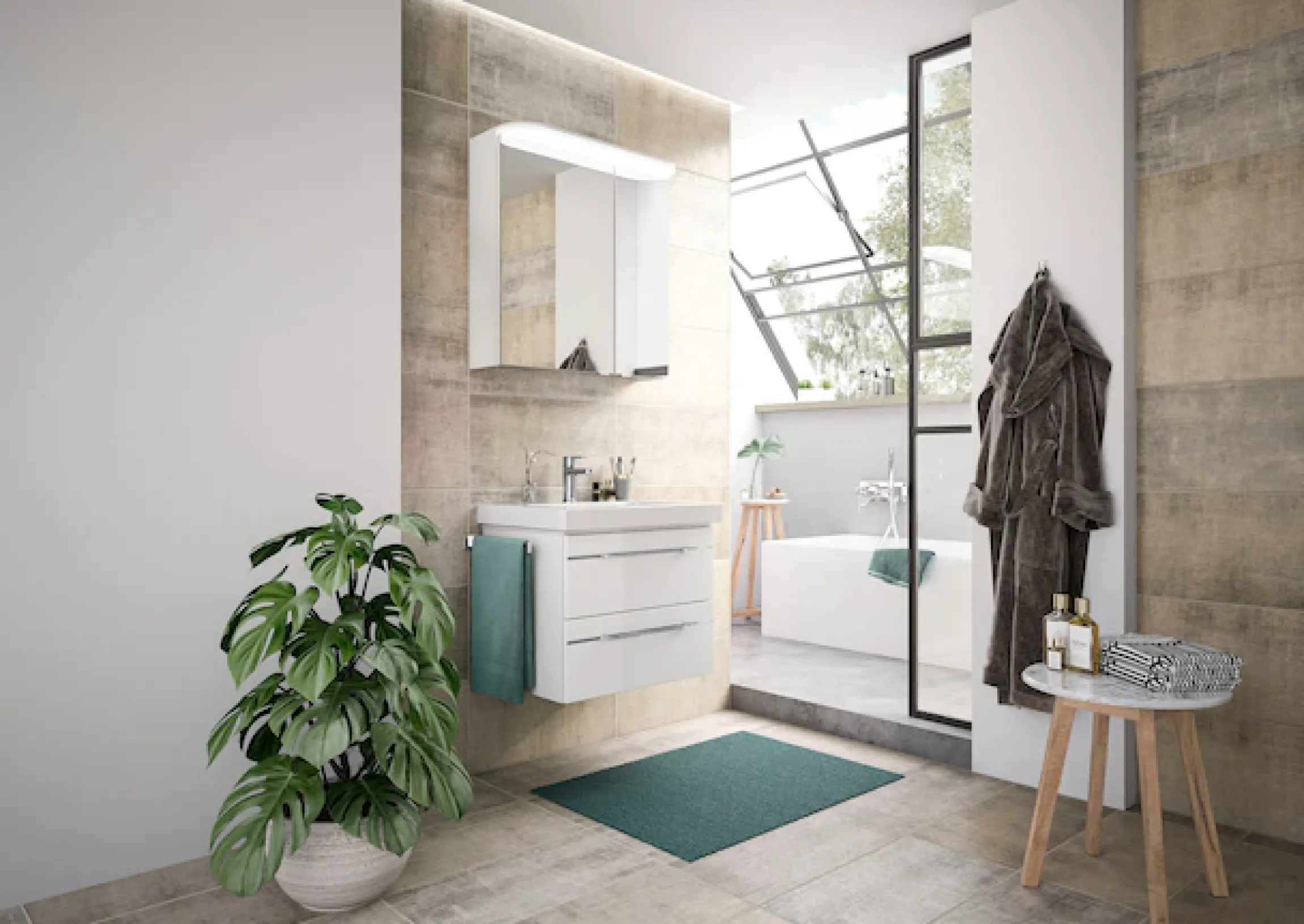 Saphir Waschtisch »Serie Balto Mineralmarmor-Waschtisch mit Unterschrank, 64,4 cm breit« 2 Stk. tlg. Waschplatz mit 2 Schubladen, Badschrank in verschiedenen Ausführungen