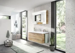 Saphir Waschtisch »Serie Balto Mineralmarmor-Waschtisch mit Unterschrank, 123 cm breit« 2 Stk. tlg. Waschplatz mit 2 Schubladen, Badschrank in verschiedenen Ausführungen