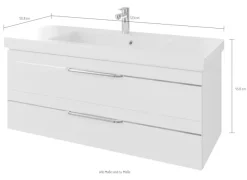 Saphir Waschtisch »Serie Balto Mineralmarmor-Waschtisch mit Unterschrank, 123 cm breit« 2 Stk. tlg. Waschplatz mit 2 Schubladen, Badschrank in verschiedenen Ausführungen