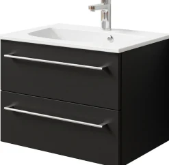 Saphir Waschtisch »Serie 6025 Mineralmarmor-Waschtisch mit Unterschrank, 67 cm breit« 2 Stk. tlg. Waschplatz mit 2 Schubladen, hängend, verschiedene Ausführungen