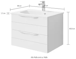 Saphir Waschtisch »Serie 6025 Mineralmarmor-Waschtisch mit Unterschrank, 67 cm breit« 2 Stk. tlg. Waschplatz mit 2 Schubladen, hängend, verschiedene Ausführungen