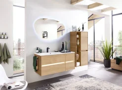 Saphir Waschtisch »Solid-Surface-Waschtisch mit Unterschrank Serie 6010,vormontiert,113cm« 2 Stk. tlg. Waschplatz, 4 Schubladen, LED-Beleuchtung, Badmöbel Set mit Waschtisch