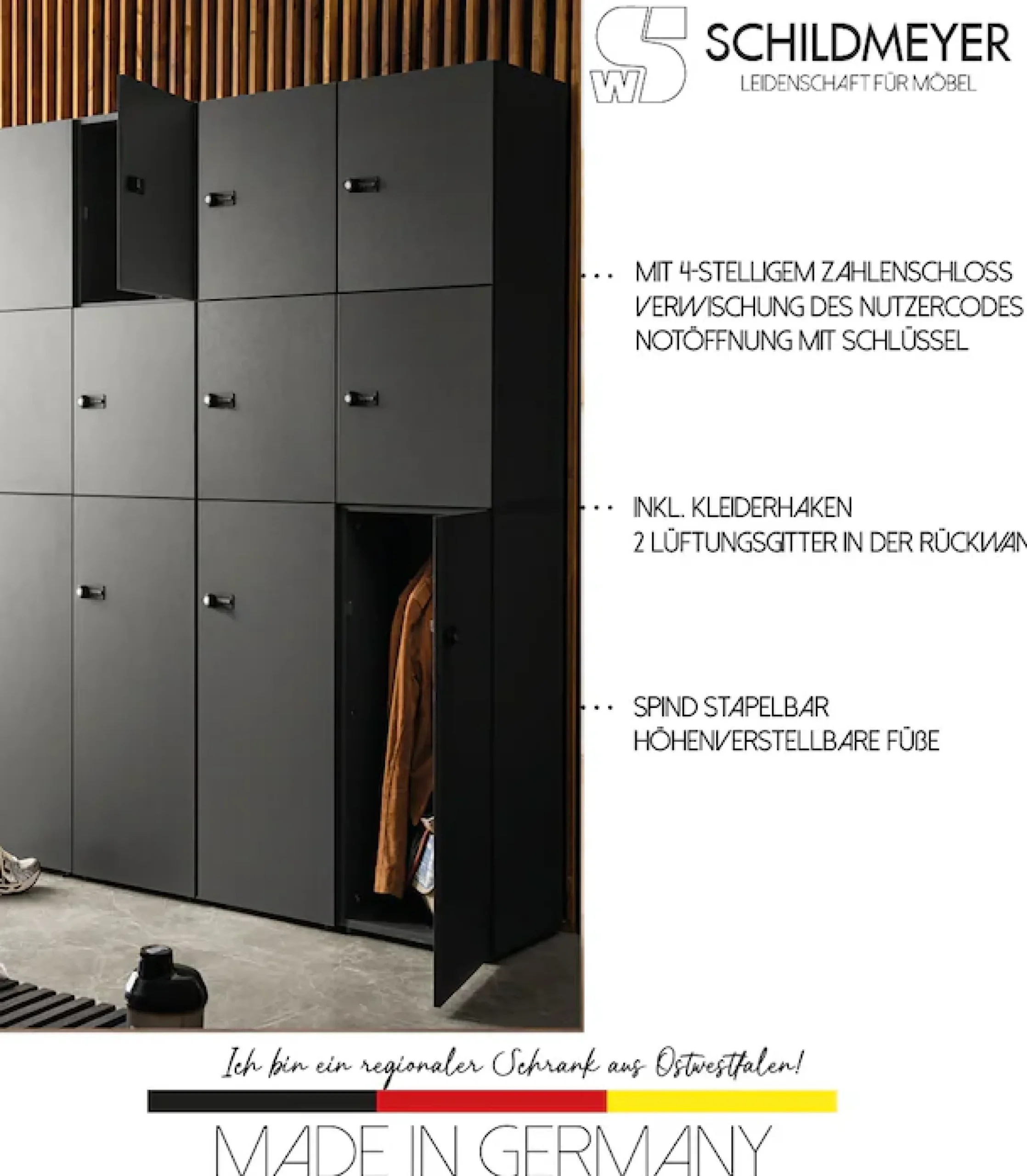Schildmeyer Garderoben-Set »Locked, Garderoben Spint Set, Made in Germany, B: 45,5 cm« 4 Stk. tlg.