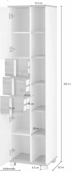 Schildmeyer Hochschrank »Kampen, Hochschrank mit offenen Fächern, Made in Germany« Solide Verarbeitung - Dieses Produkt ist in Deutschland gefertigt