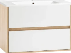 Schildmeyer Waschtisch »Mali, Breite 85 cm« Holzdekor mit fühlbarer Struktur, Keramikbecken