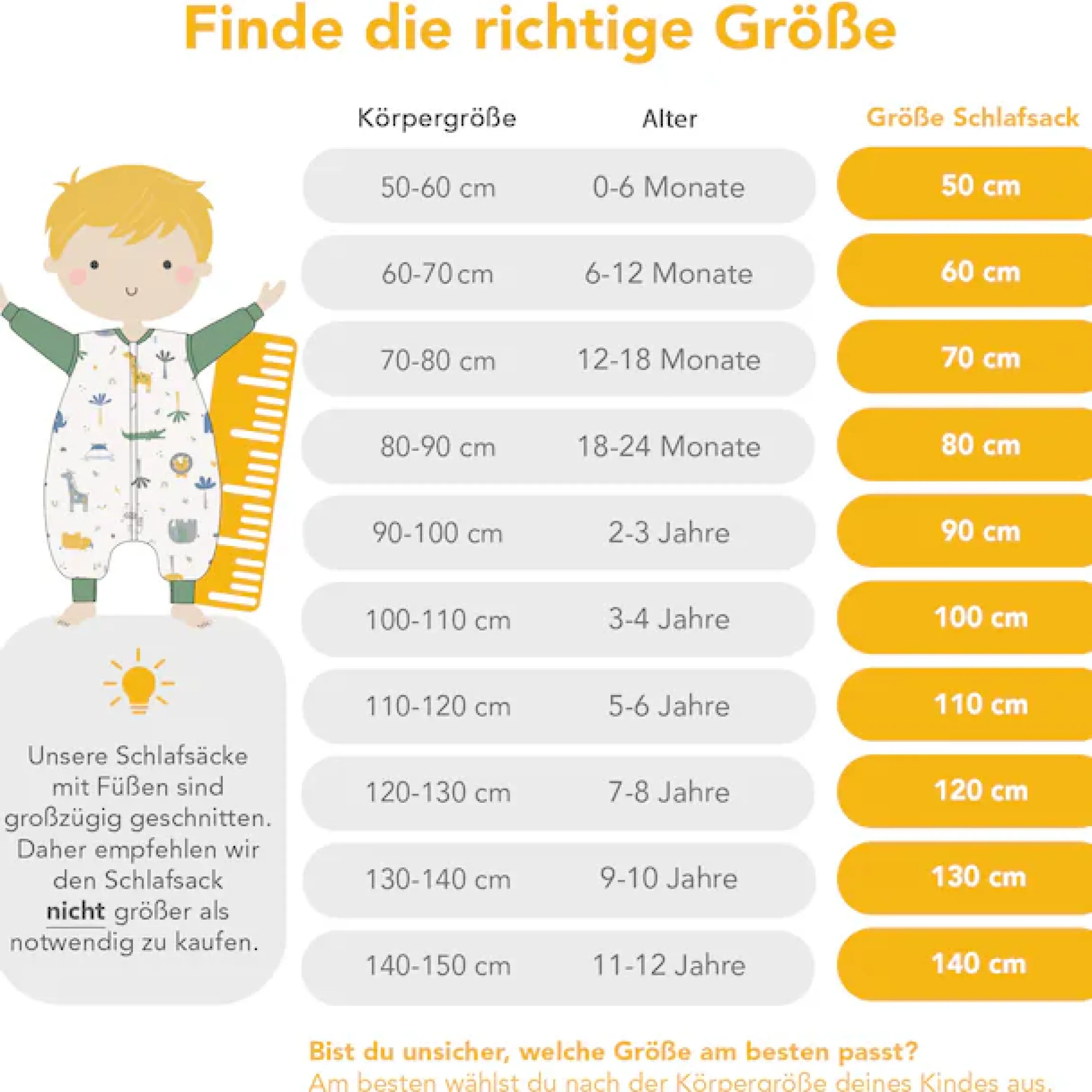 Schlummersack Babyschlafsack »Schlafsack mit Füßen 0.5 Tog«
