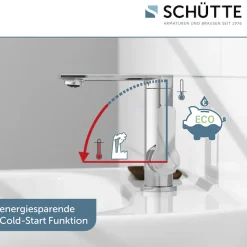 Schütte Waschtischarmatur »ARIZONA« Wasserhahn Ablaufgarnitur Exzenter Energiesparende Cold-Start-Funktion