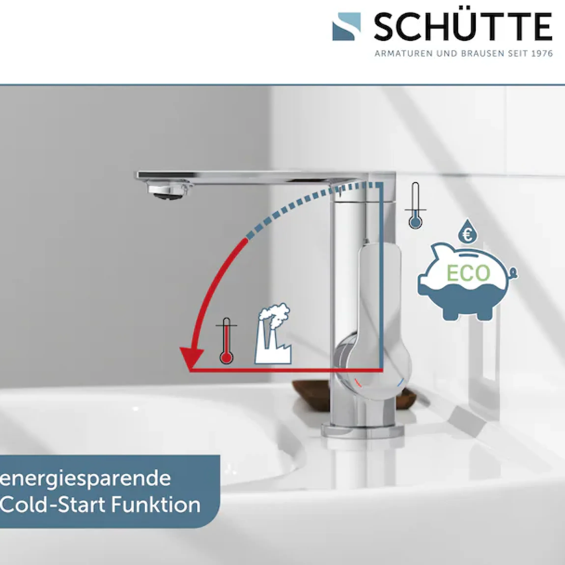 Schütte Waschtischarmatur »ARIZONA« Wasserhahn Ablaufgarnitur Exzenter Energiesparende Cold-Start-Funktion