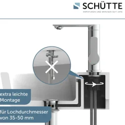 Schütte Waschtischarmatur »ARIZONA« Wasserhahn Ablaufgarnitur Exzenter Energiesparende Cold-Start-Funktion