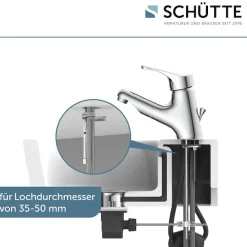 Schütte Waschtischarmatur »Attica« Set,mit herausziehbarer Brause und Zugstange, Wasserhahn, Mischbatterie